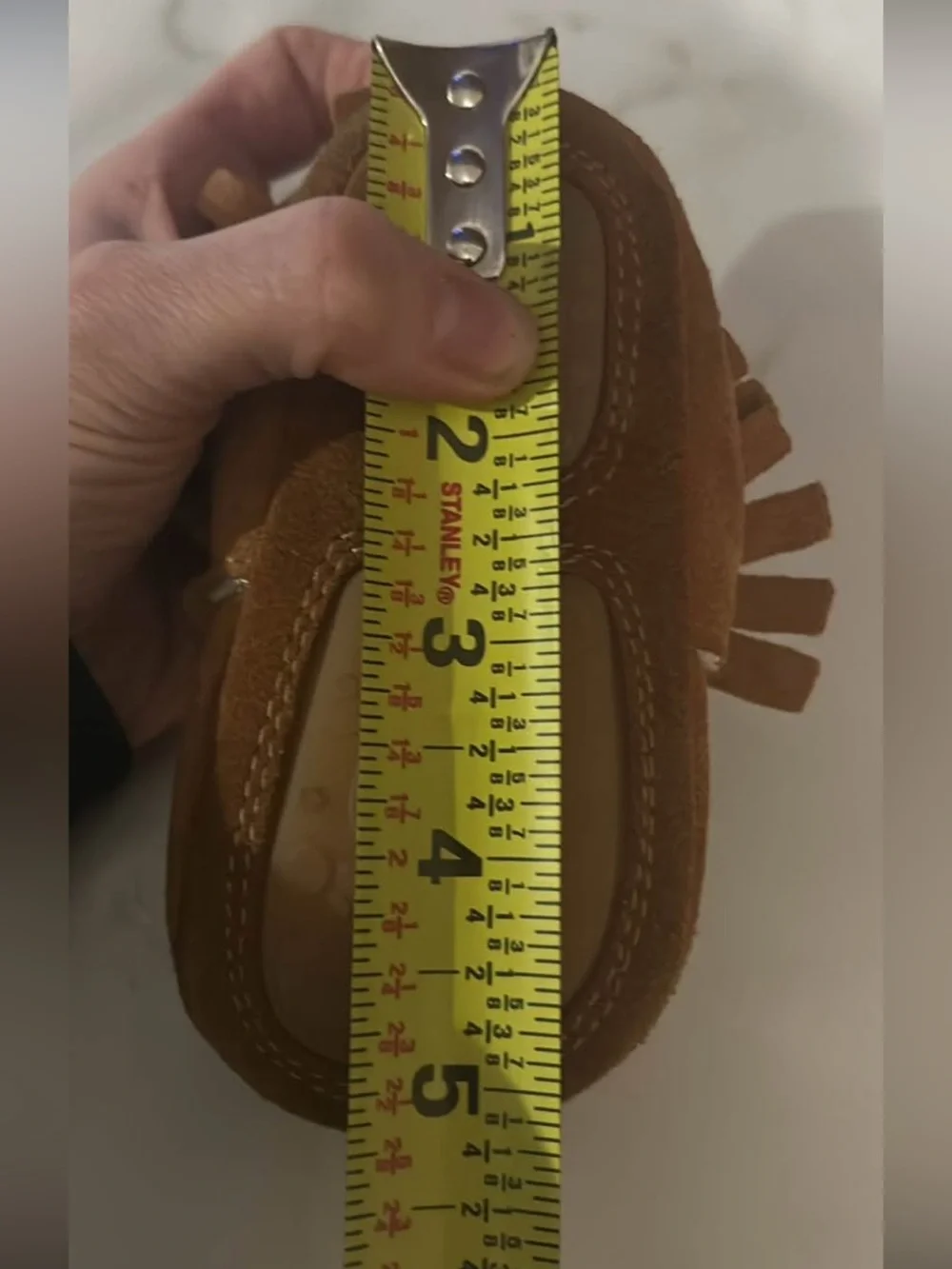 Brown Suede Baby Moccasins with Faux Fur Trim